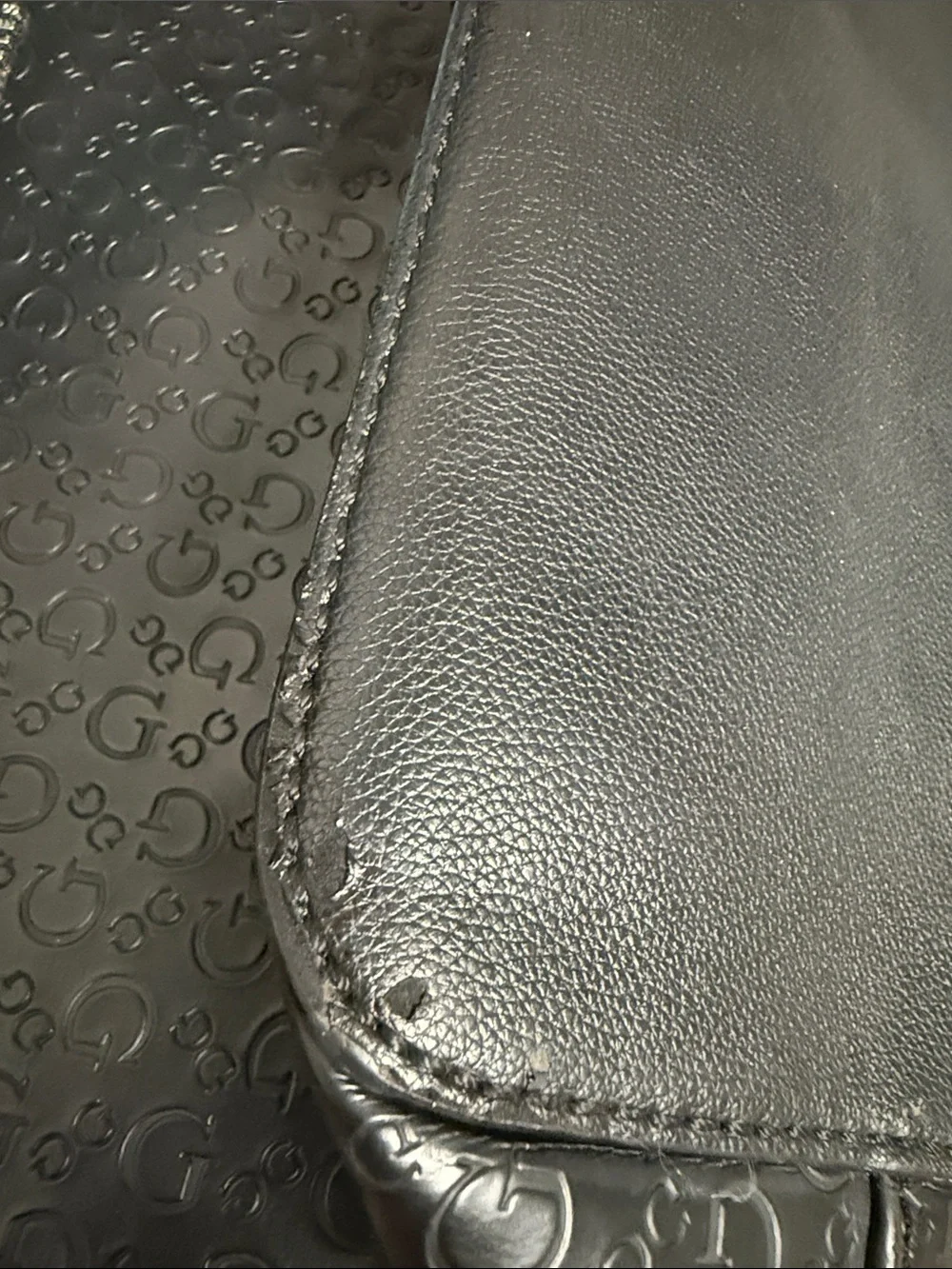 GUESS Black Monogram Debossed Tote Bag - Great Condition
